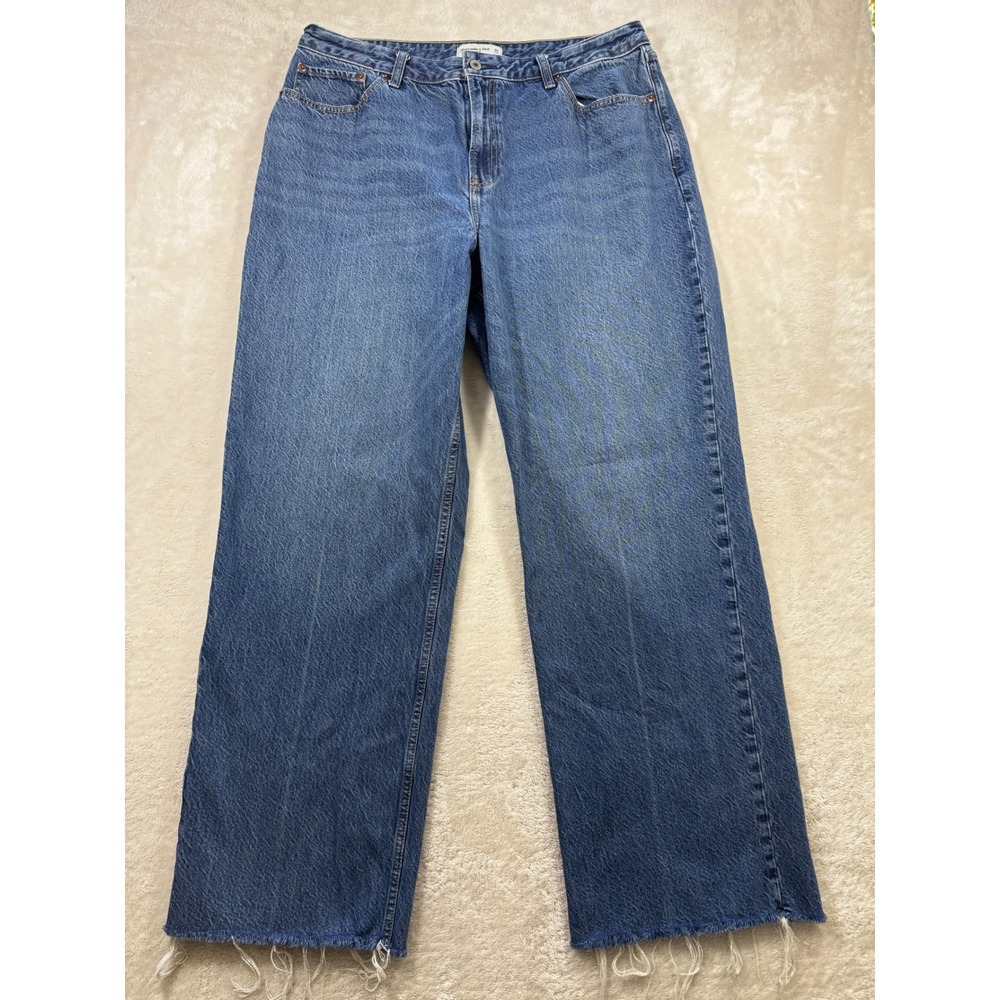 Abercrombie Womens Curve Love High Rise Loose Blue Jeans 33 Long Meas: 35x31.5